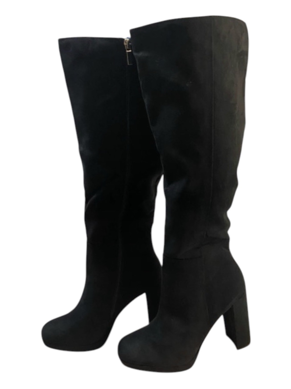 JustFab Black Suede Over-the-Knee Block Heel Boots